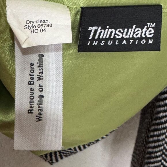 Vintage J.Crew Coat Womens Medium Black White Herringbone Wool Thinsulate 00s - Picture 7 of 7